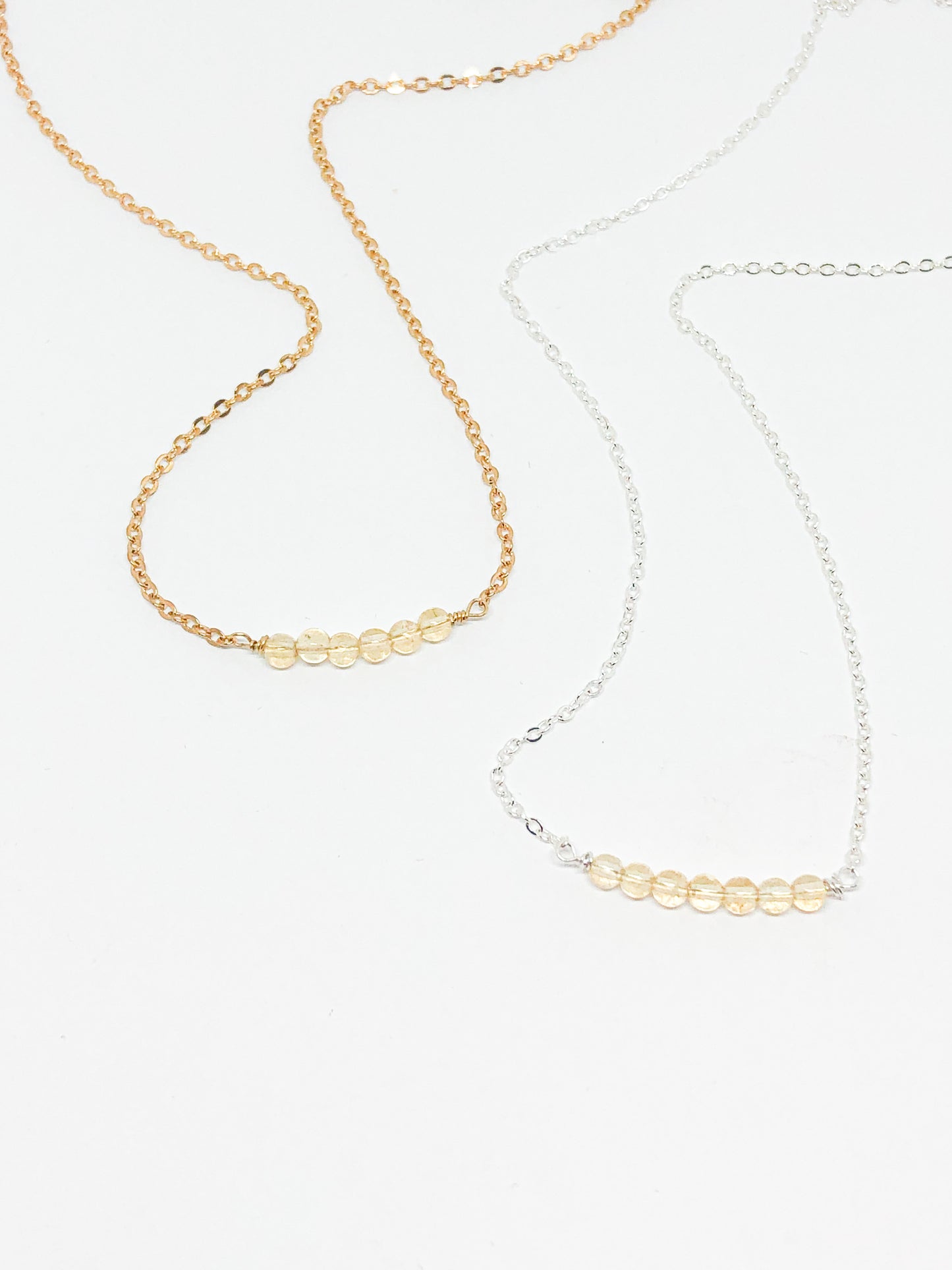 November birthstone necklace in gold or silver - Citrine, London Blue Topaz