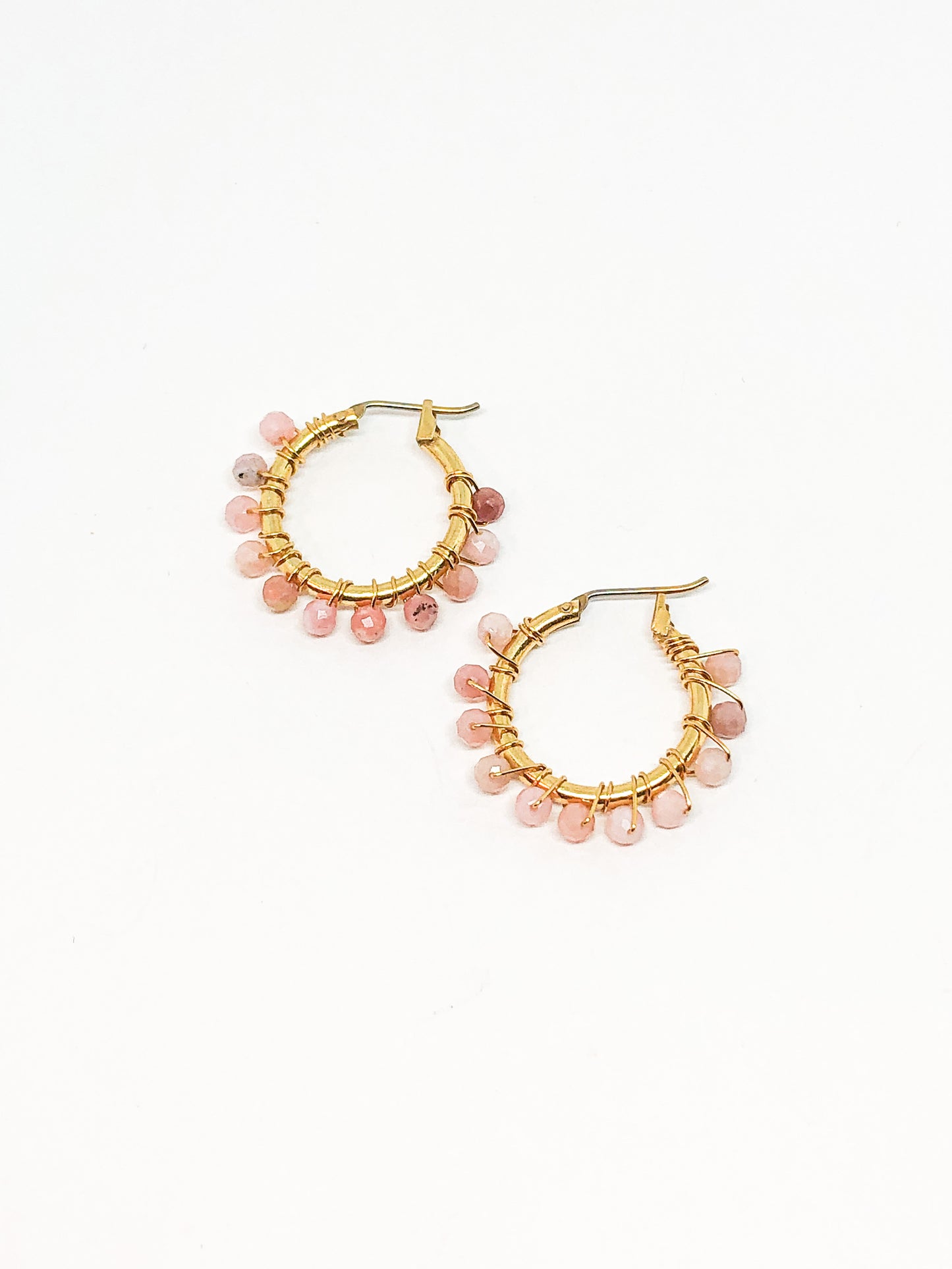 Opal gold hoop earrings