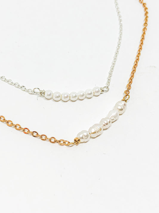 June birthstone necklace in gold or silver - Pearl