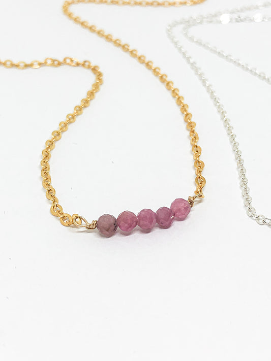 October birthstone necklace in gold or silver - Opal, Tourmaline