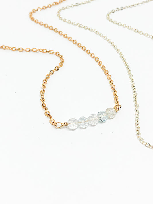 April birthstone necklace in gold or silver - Quartz (diamond)