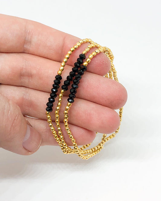 Black spinel stretch bracelets