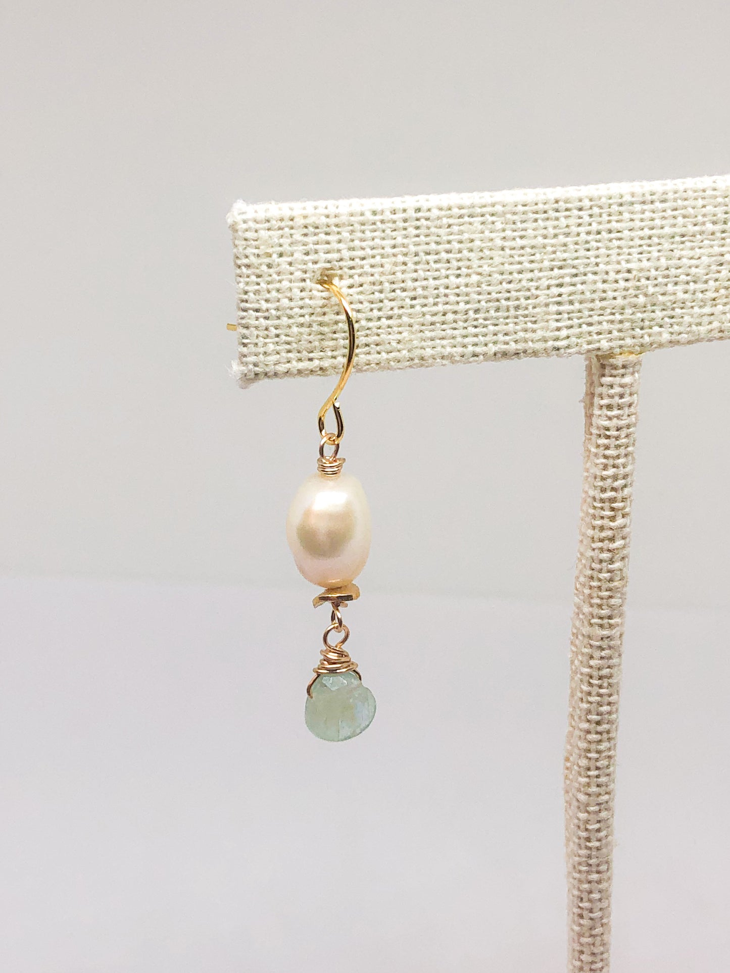 Pearl and aquamarine earrings in gold or silver