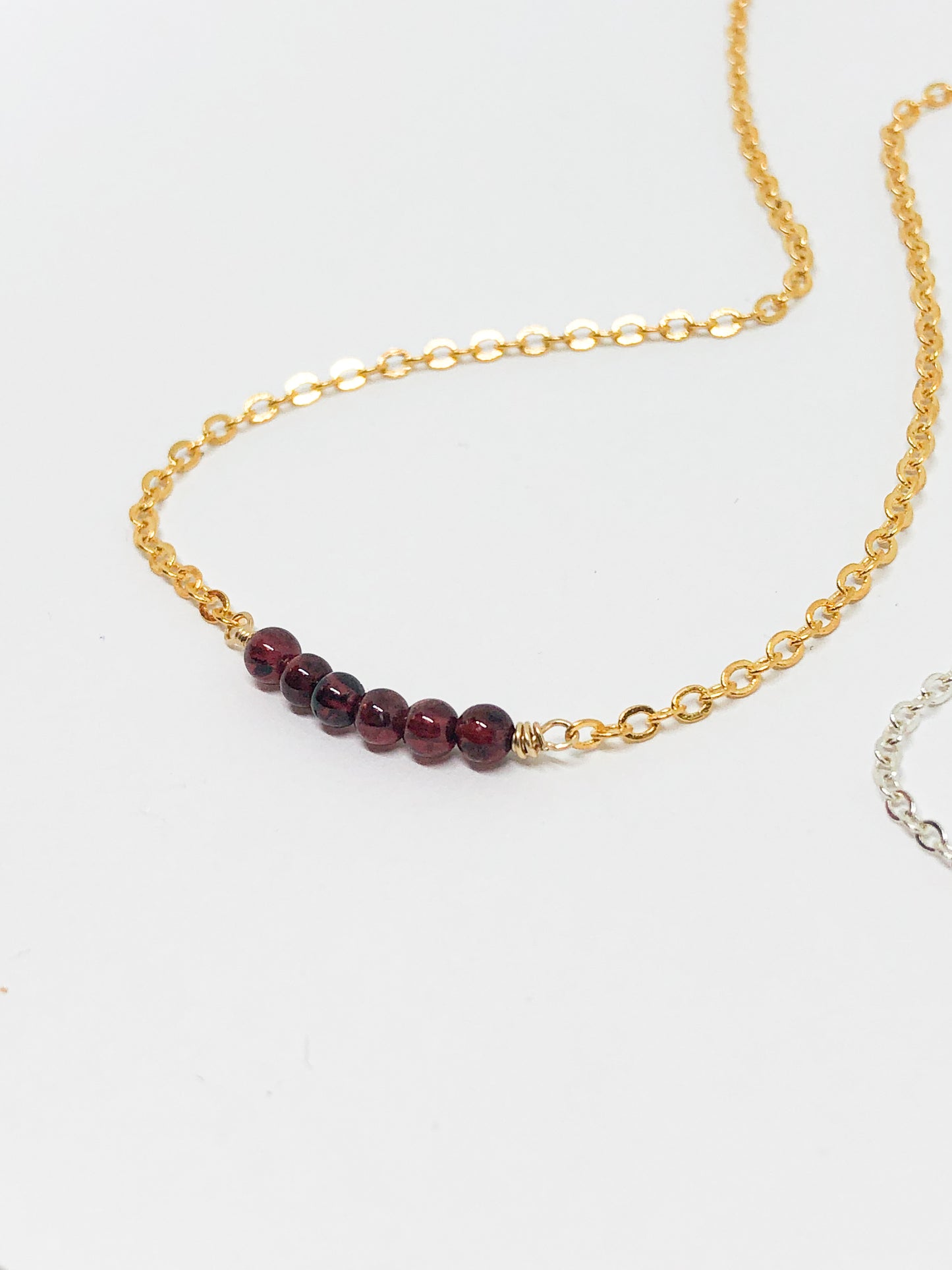January birthstone necklace in gold or silver - Garnet