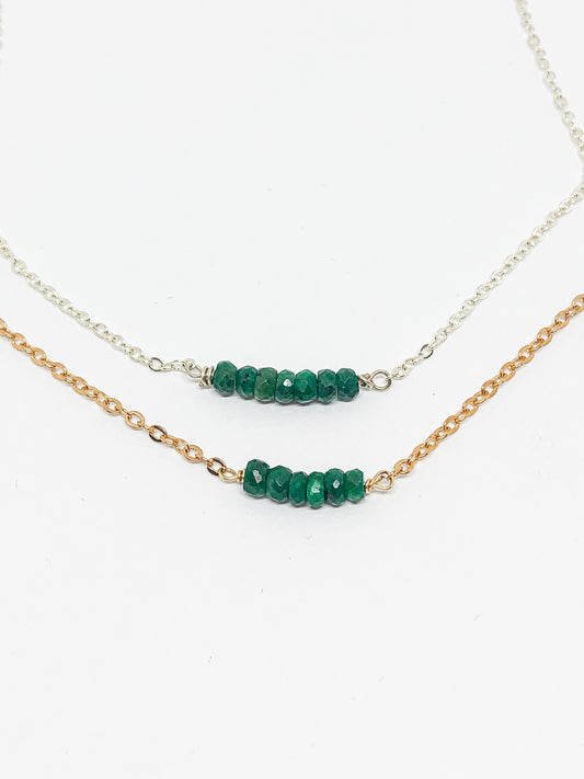 May birthstone necklace in gold or silver - Emerald