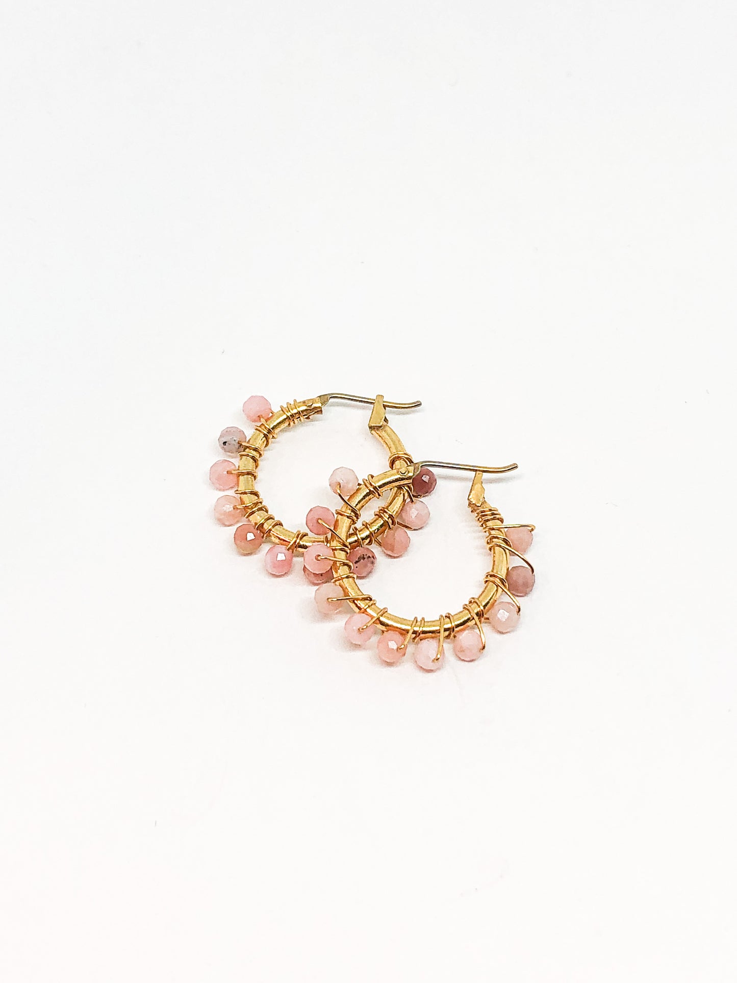 Opal gold hoop earrings