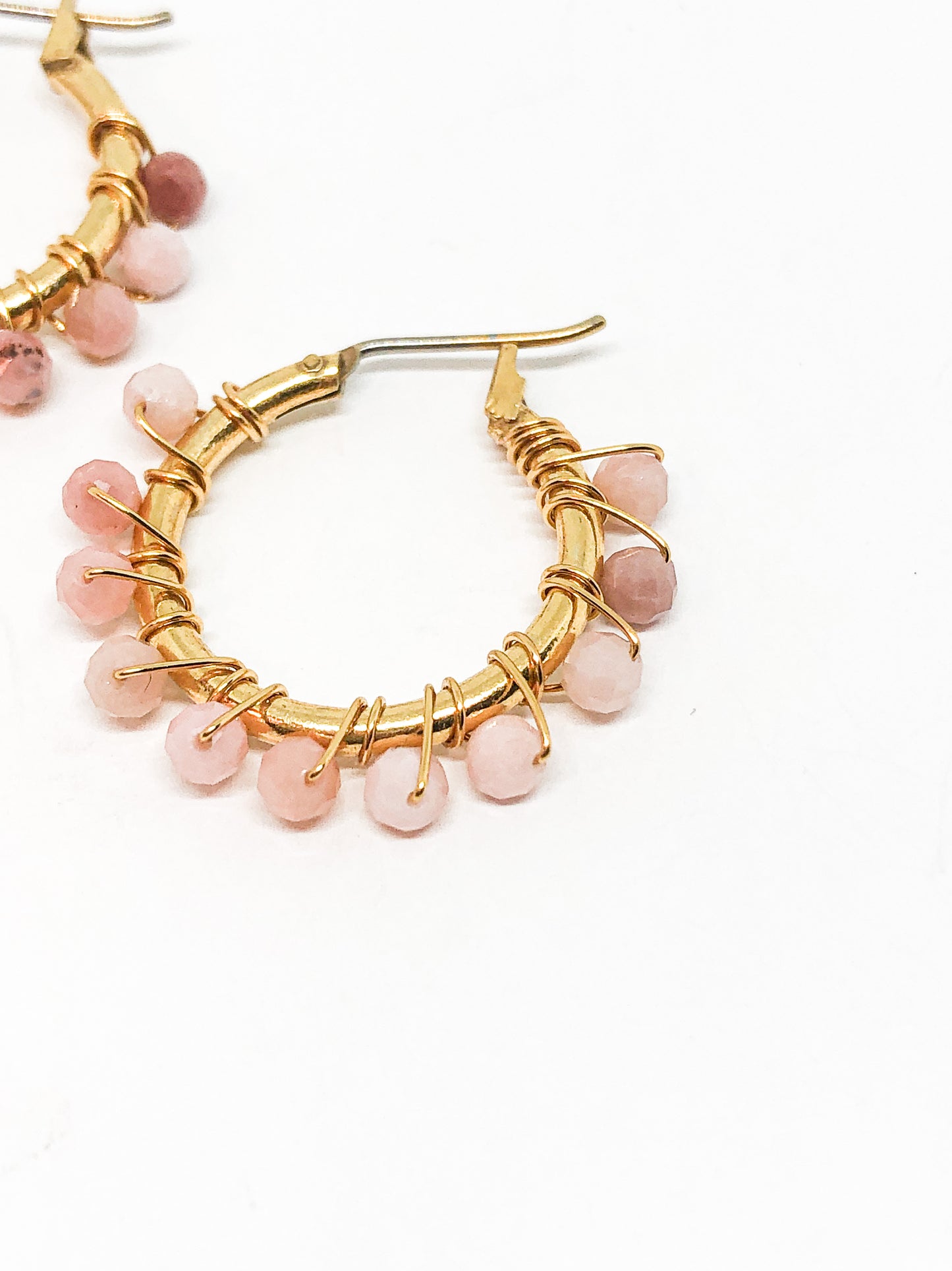 Opal gold hoop earrings
