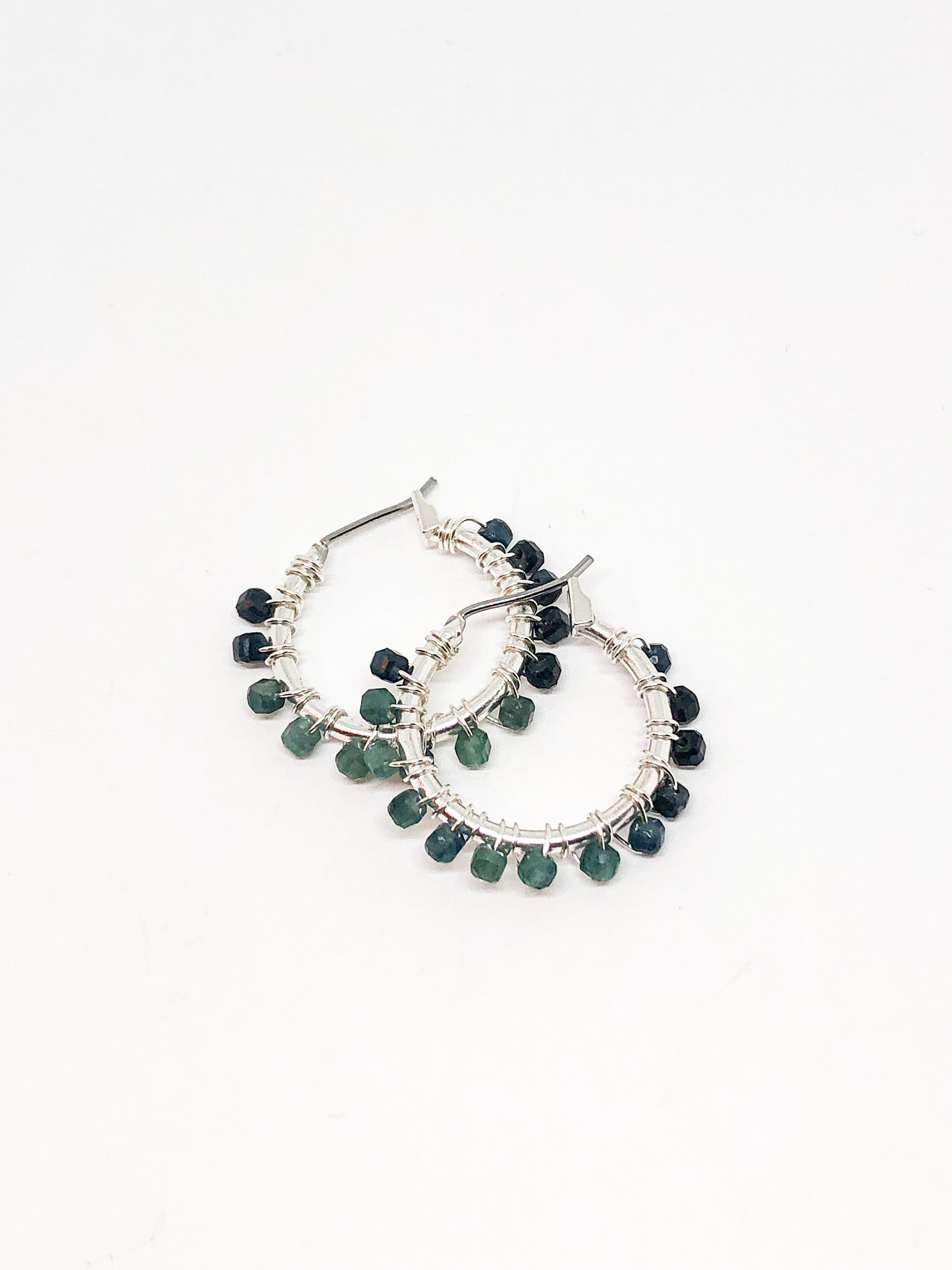 Blue tourmaline hoop earrings