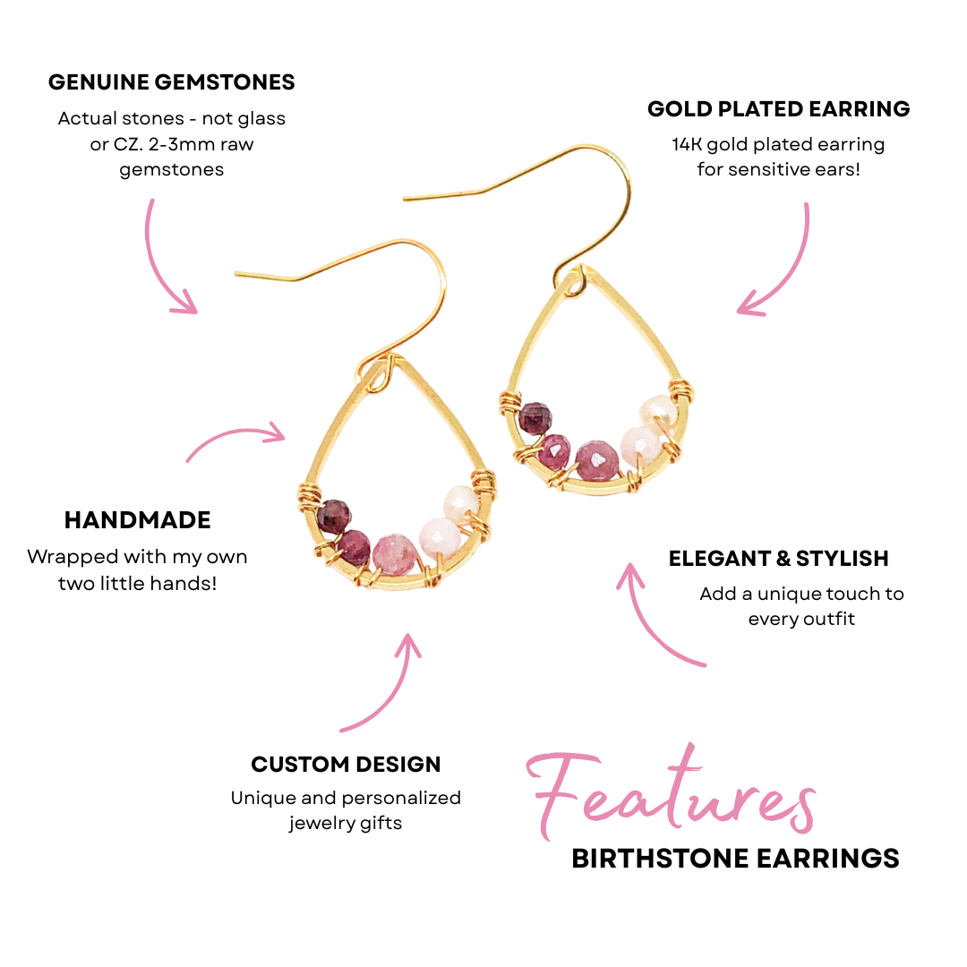 Custom birthstone earrings - teardrop