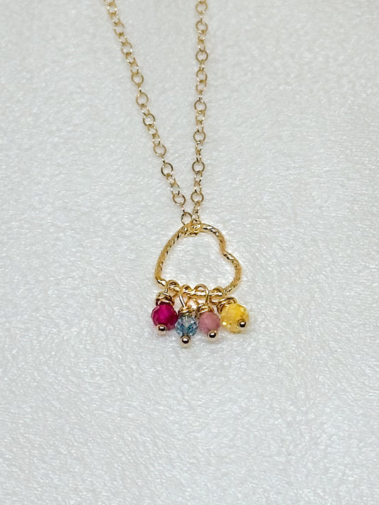 Custom Heart Birthstone Necklace