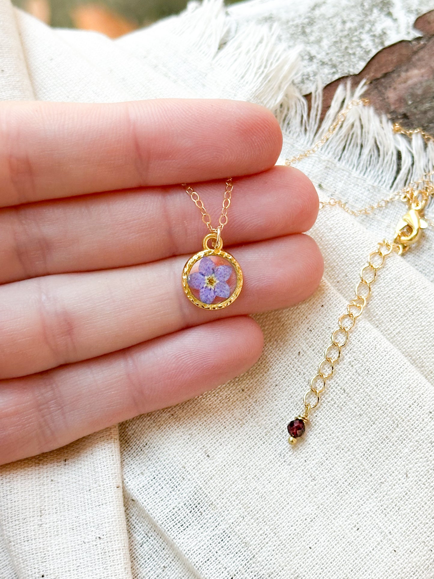Forget me not custom birthstone necklace