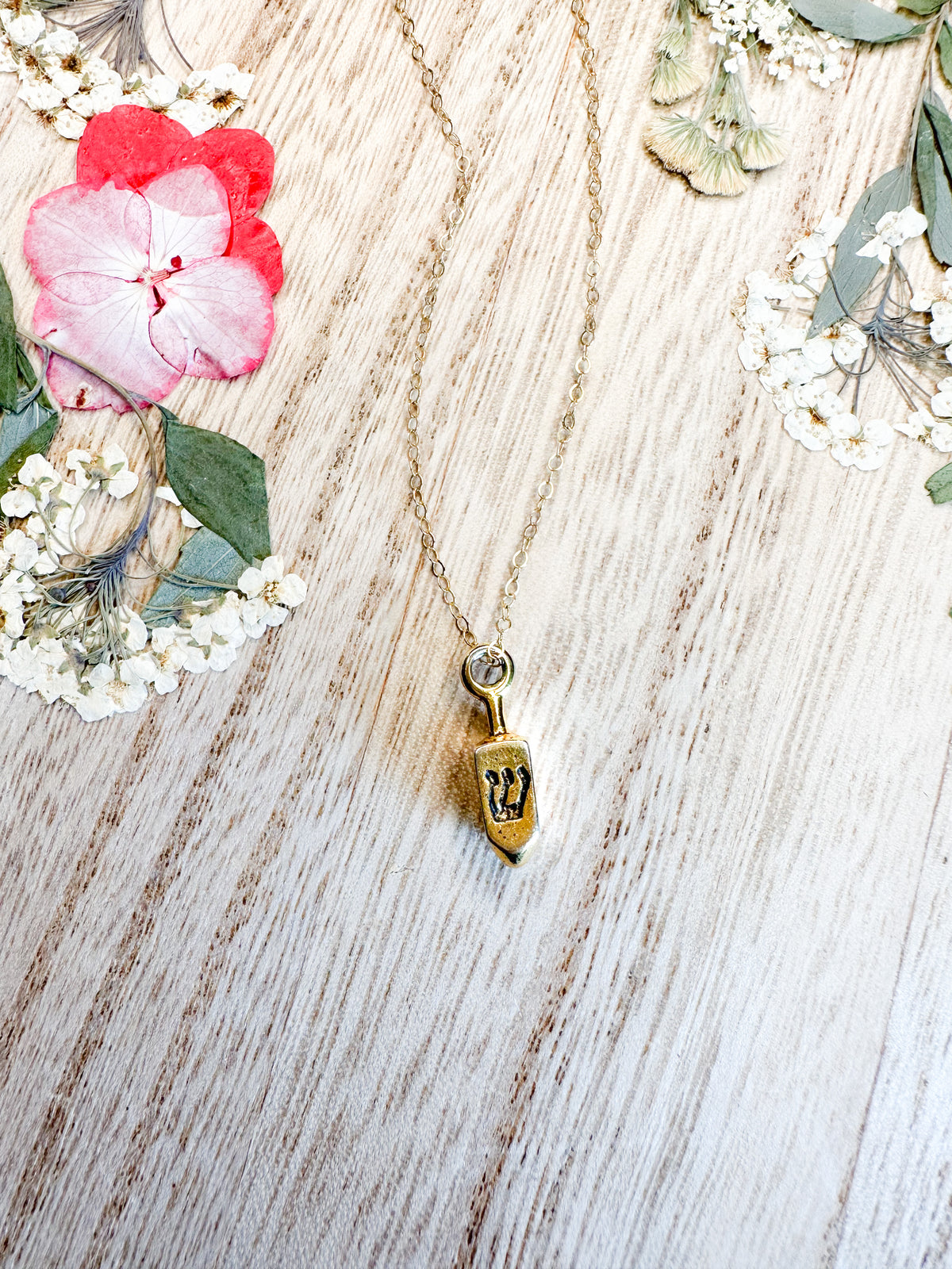 Dreidel necklace in gold or silver