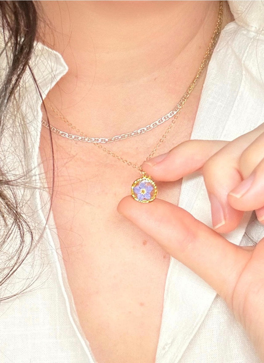 Forget me not custom birthstone necklace
