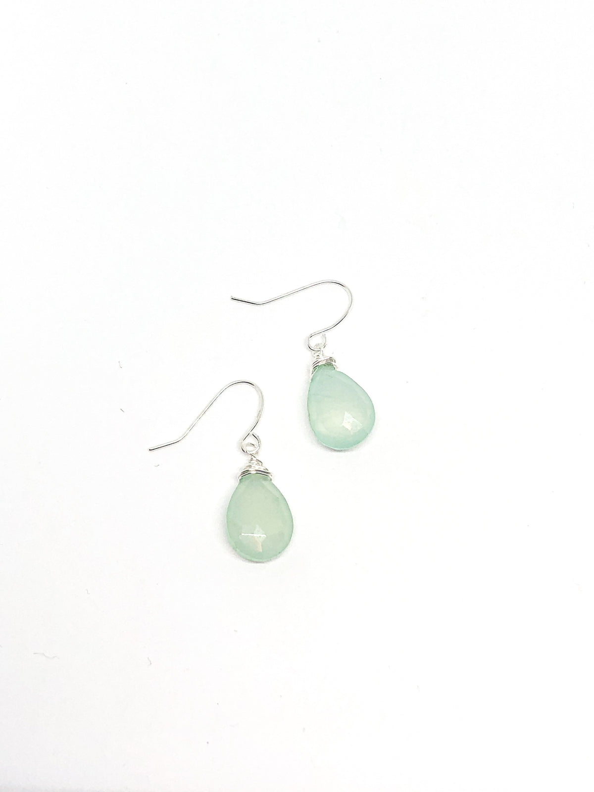 Chalcedony mint green teardrop earrings