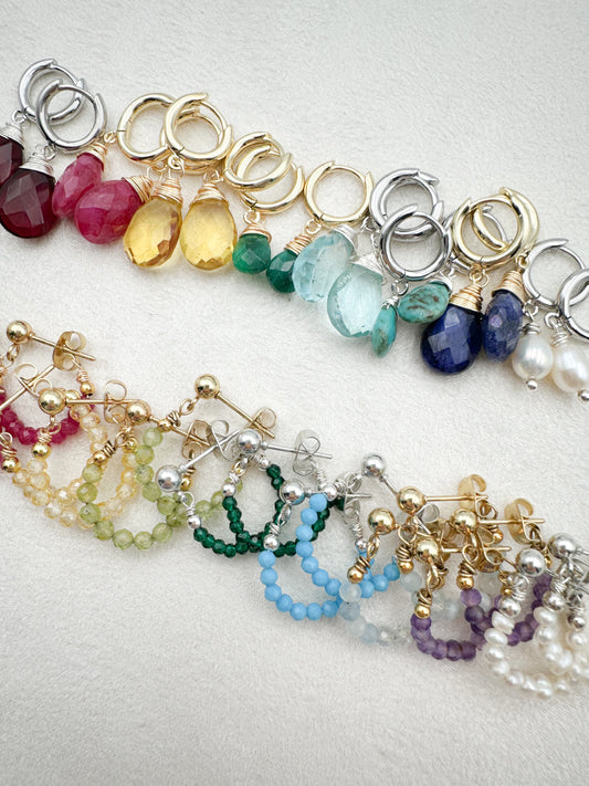 Birthstone hoop earrings