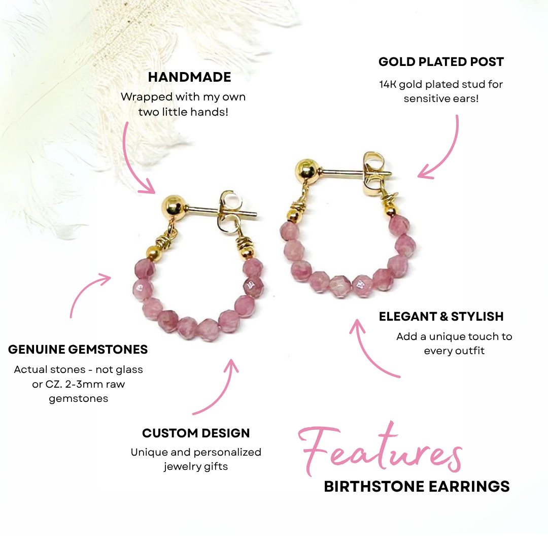 Birthstone hoop earrings December - turquoise