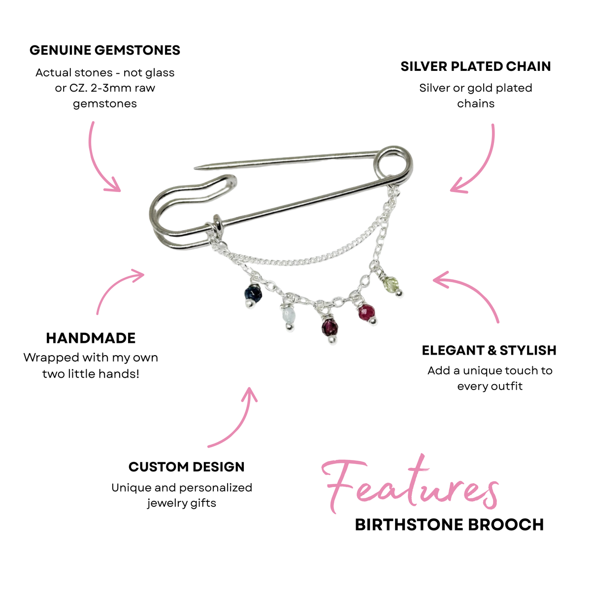 Family birthstone brooch