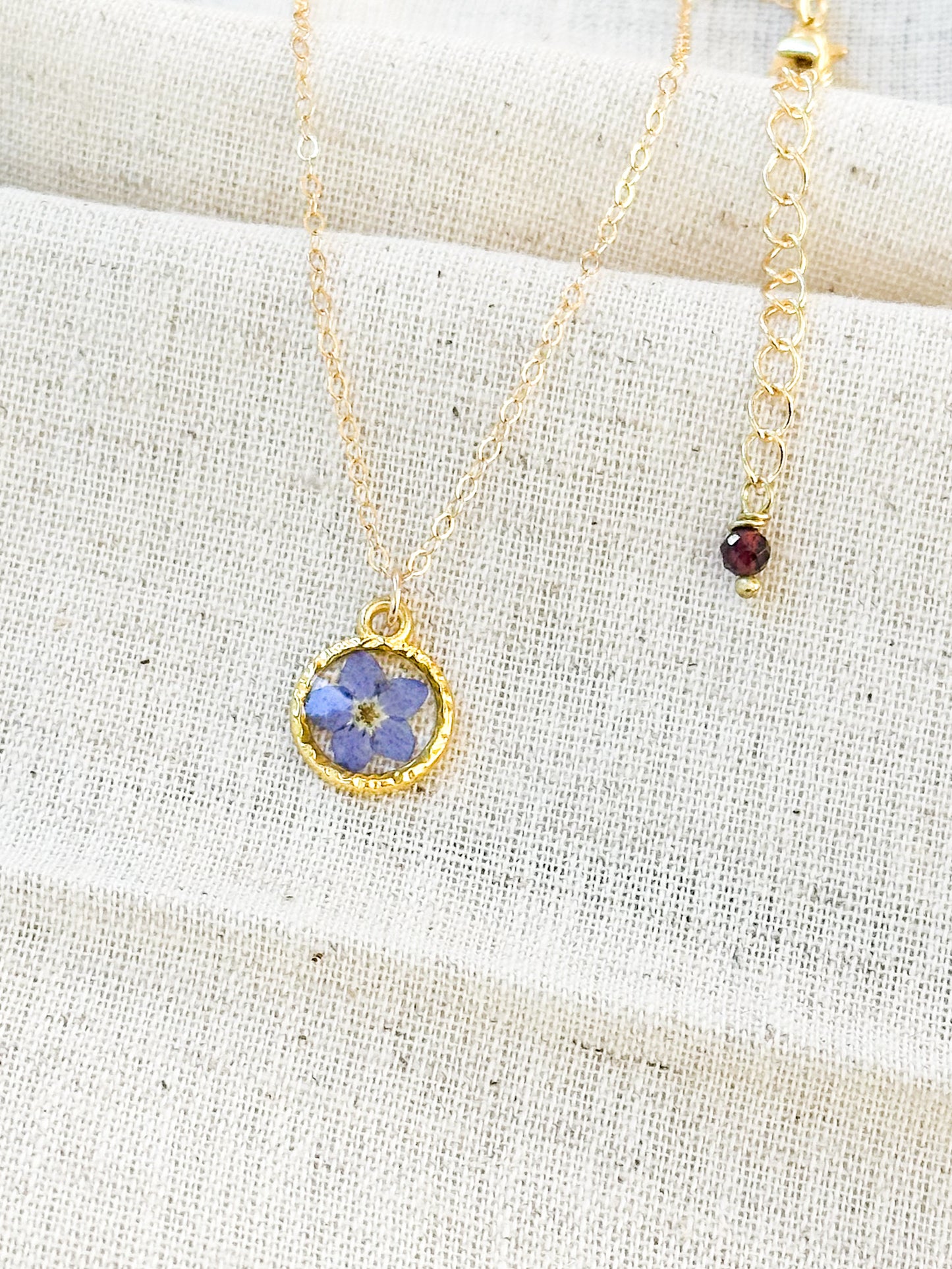 Forget me not custom birthstone necklace