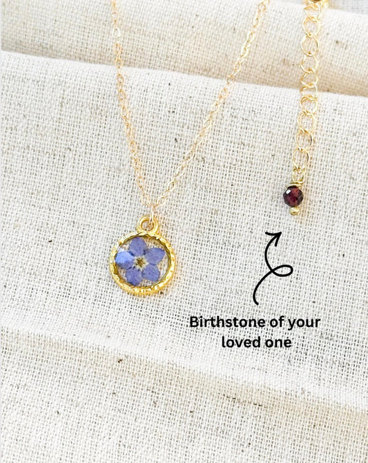 Forget me not custom birthstone necklace