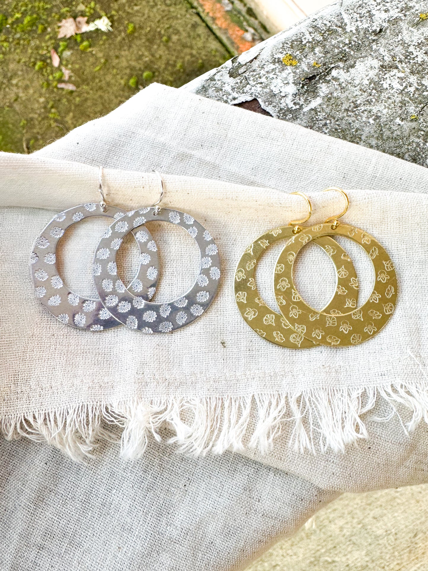 Family birth flower statement earrings