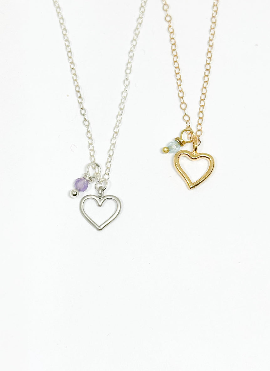 Heart birthstone necklace