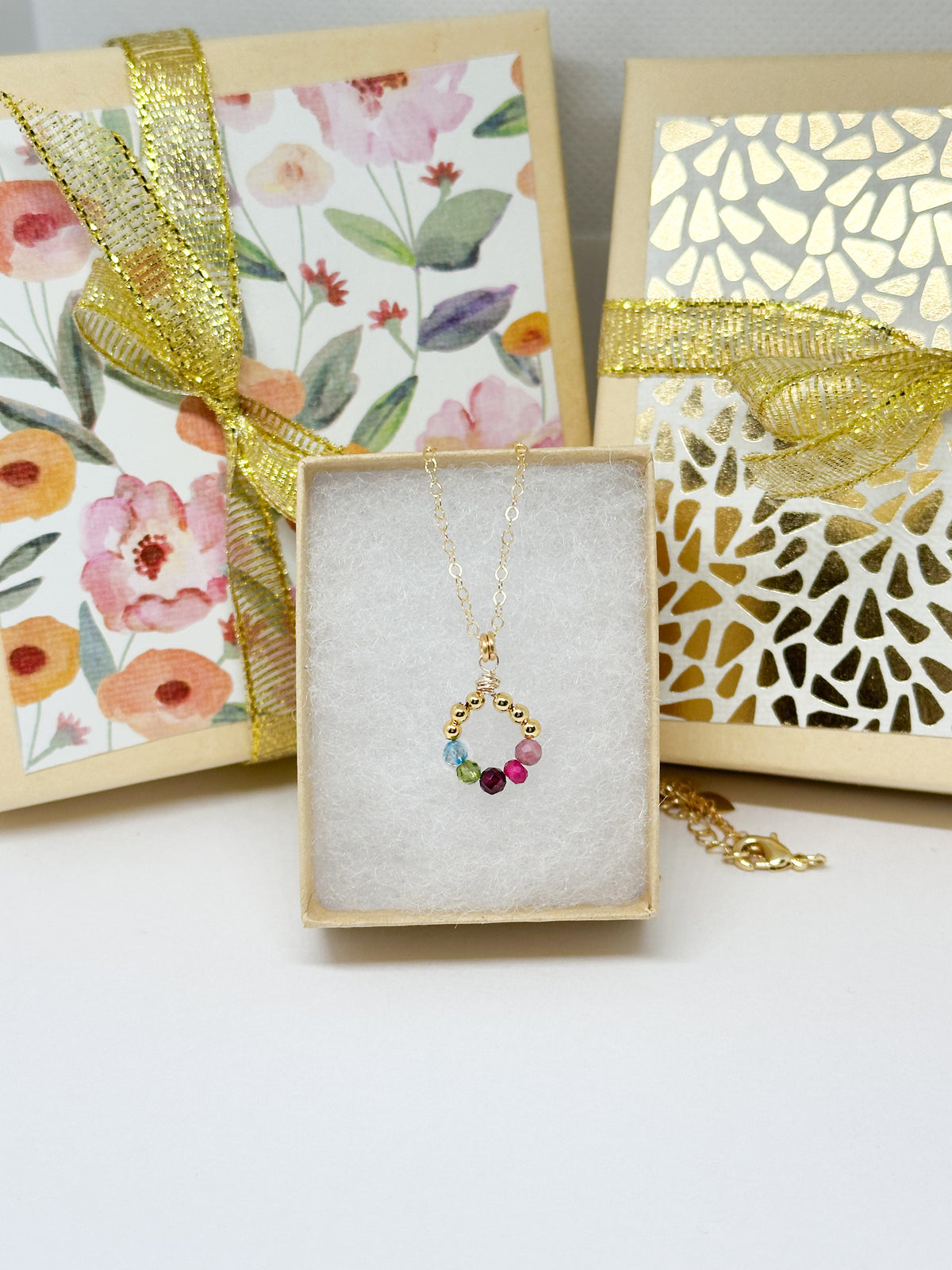 Custom birthstone necklace - circle