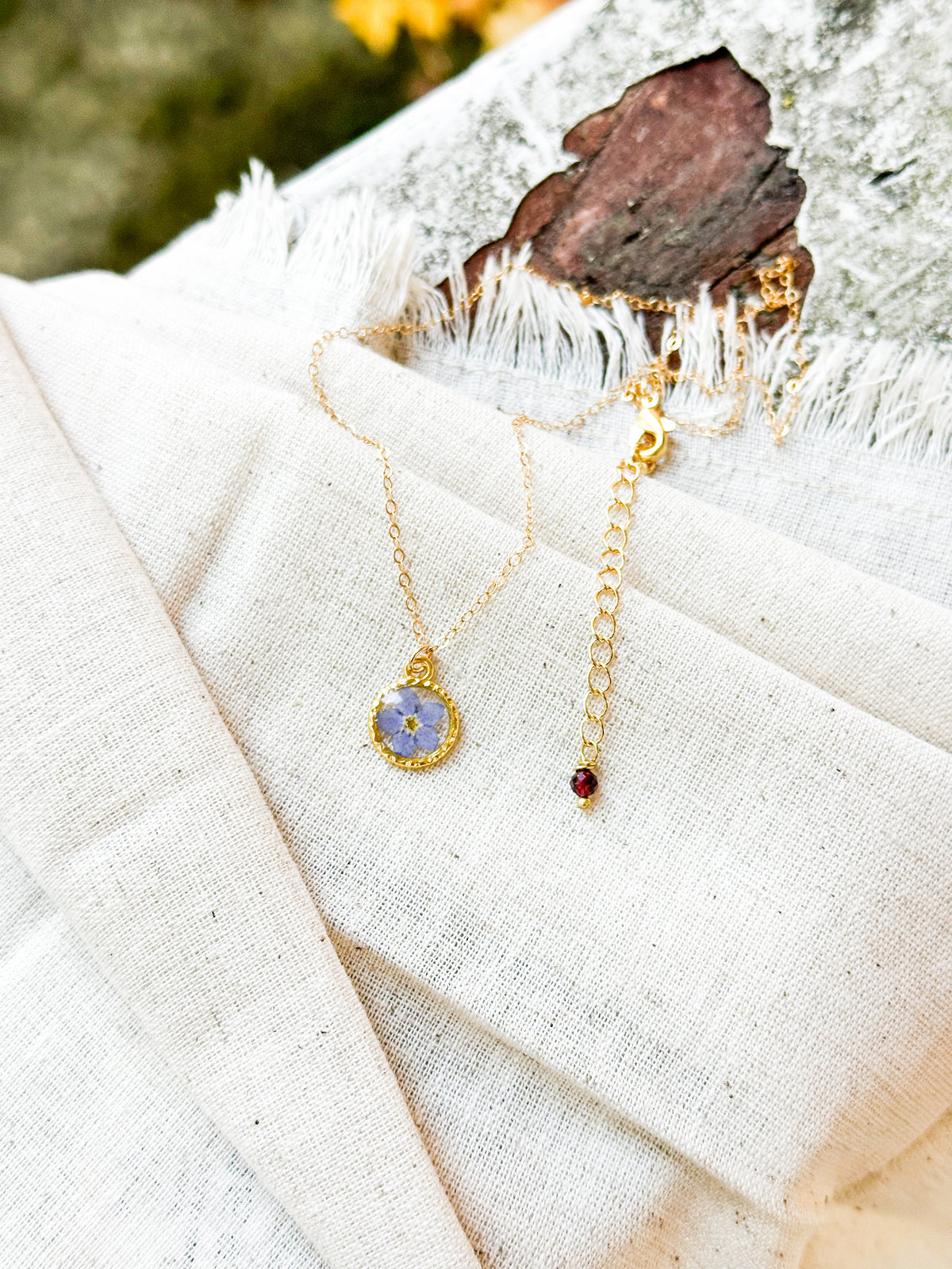 Forget me not custom birthstone necklace