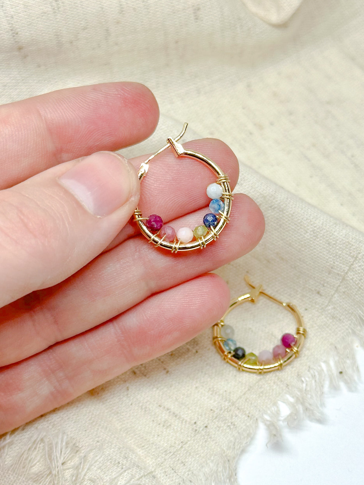 Custom birthstone earrings - hoops!