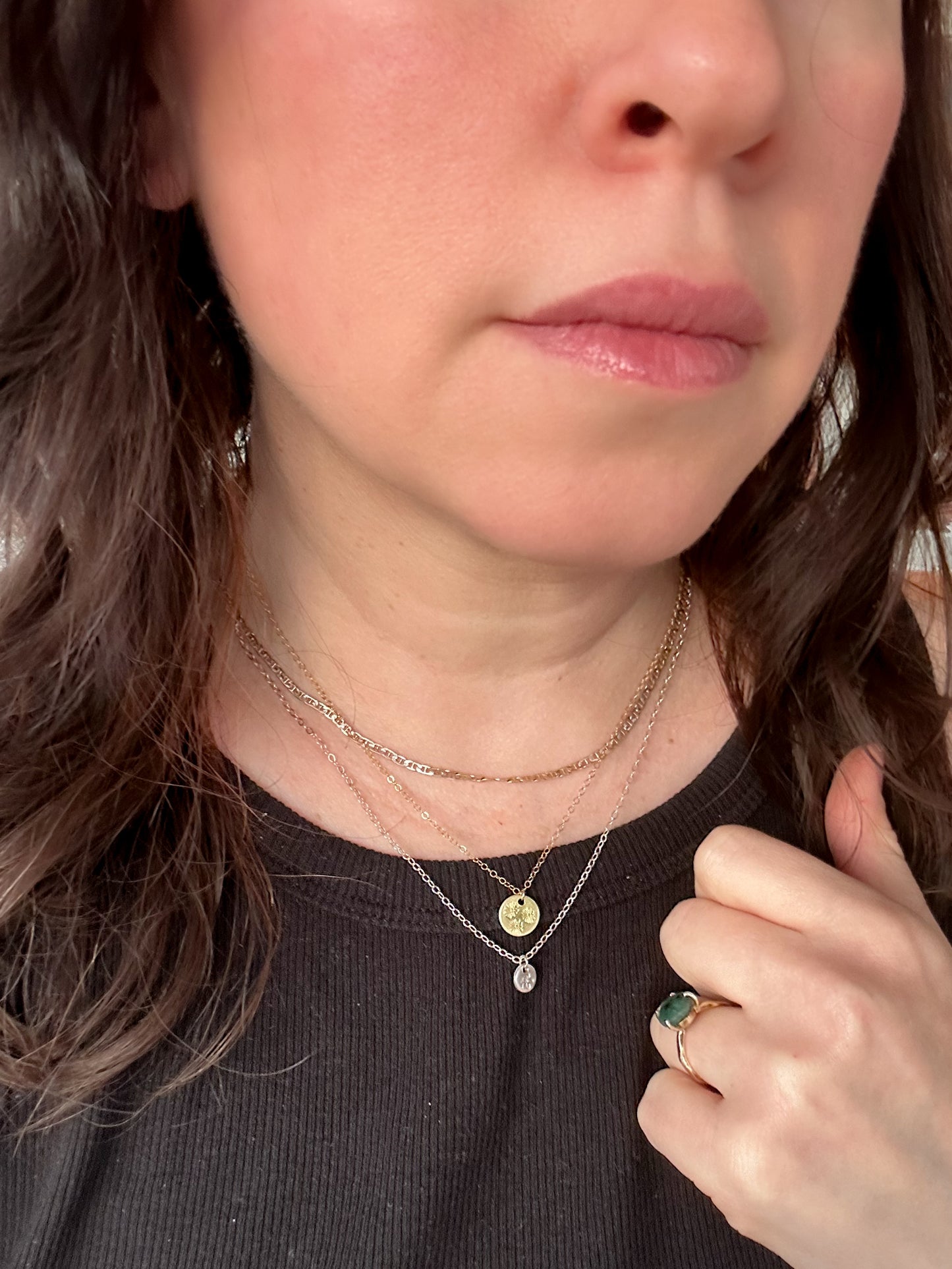 Family birth flower circle necklace