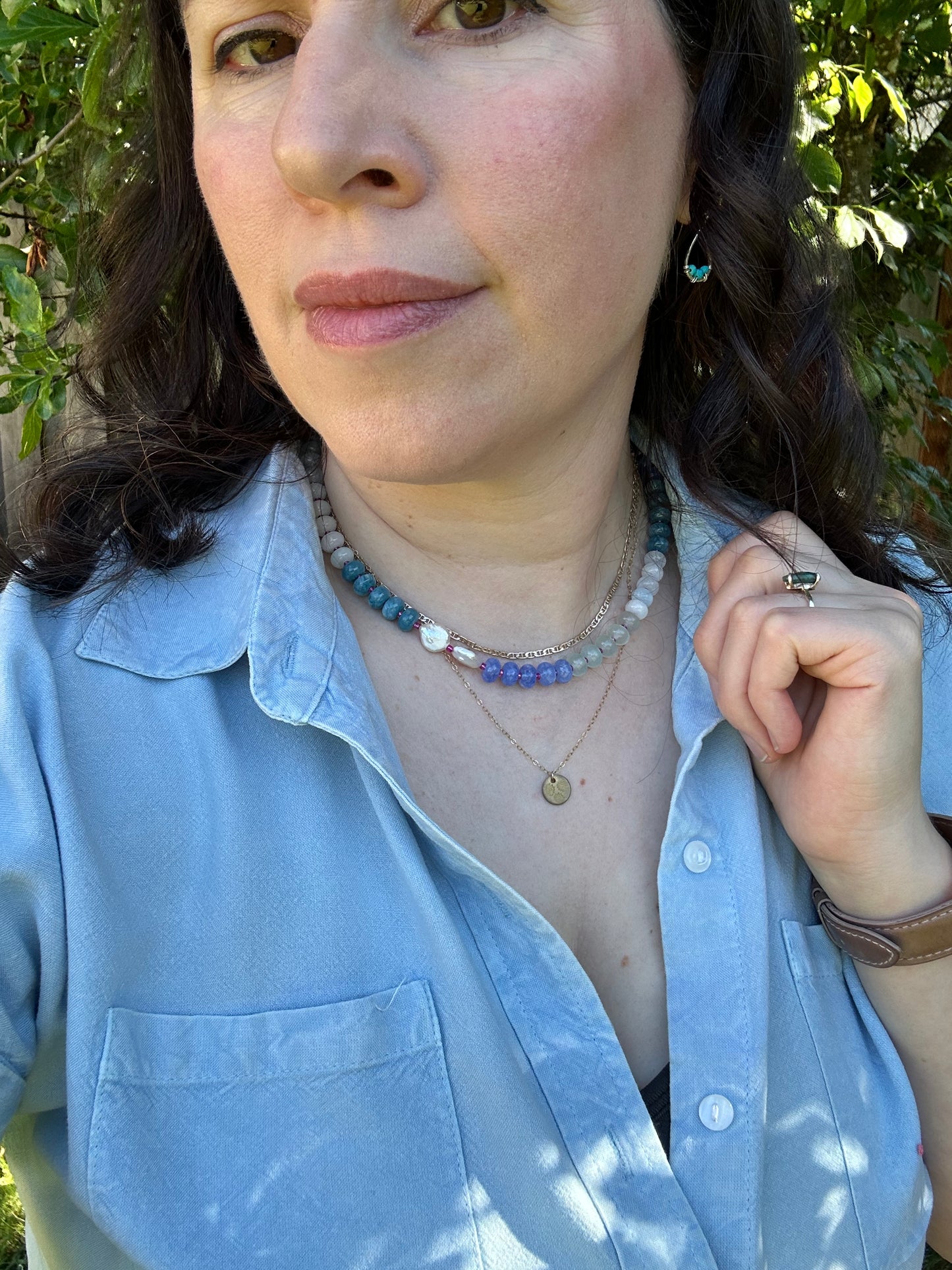 Blue gemstone necklace - handmade summer jewelry