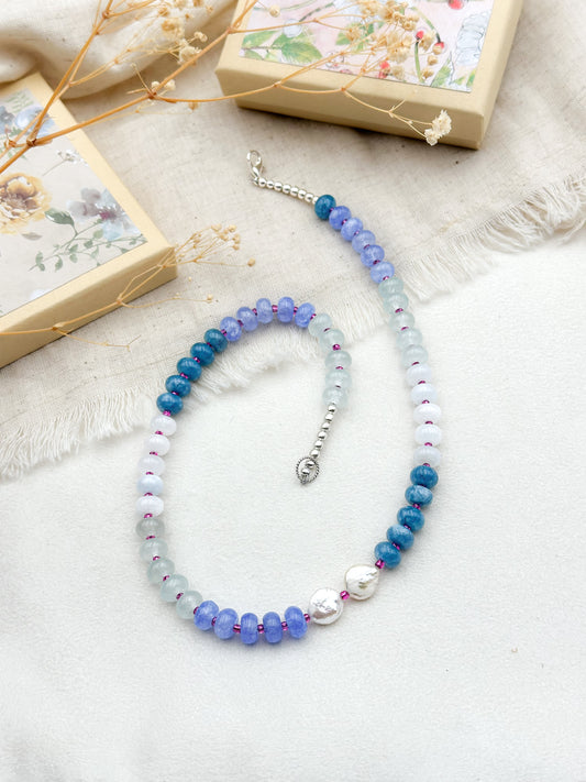 Blue gemstone necklace - handmade summer jewelry