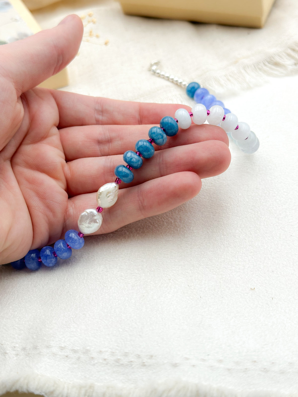 Blue gemstone necklace - handmade summer jewelry
