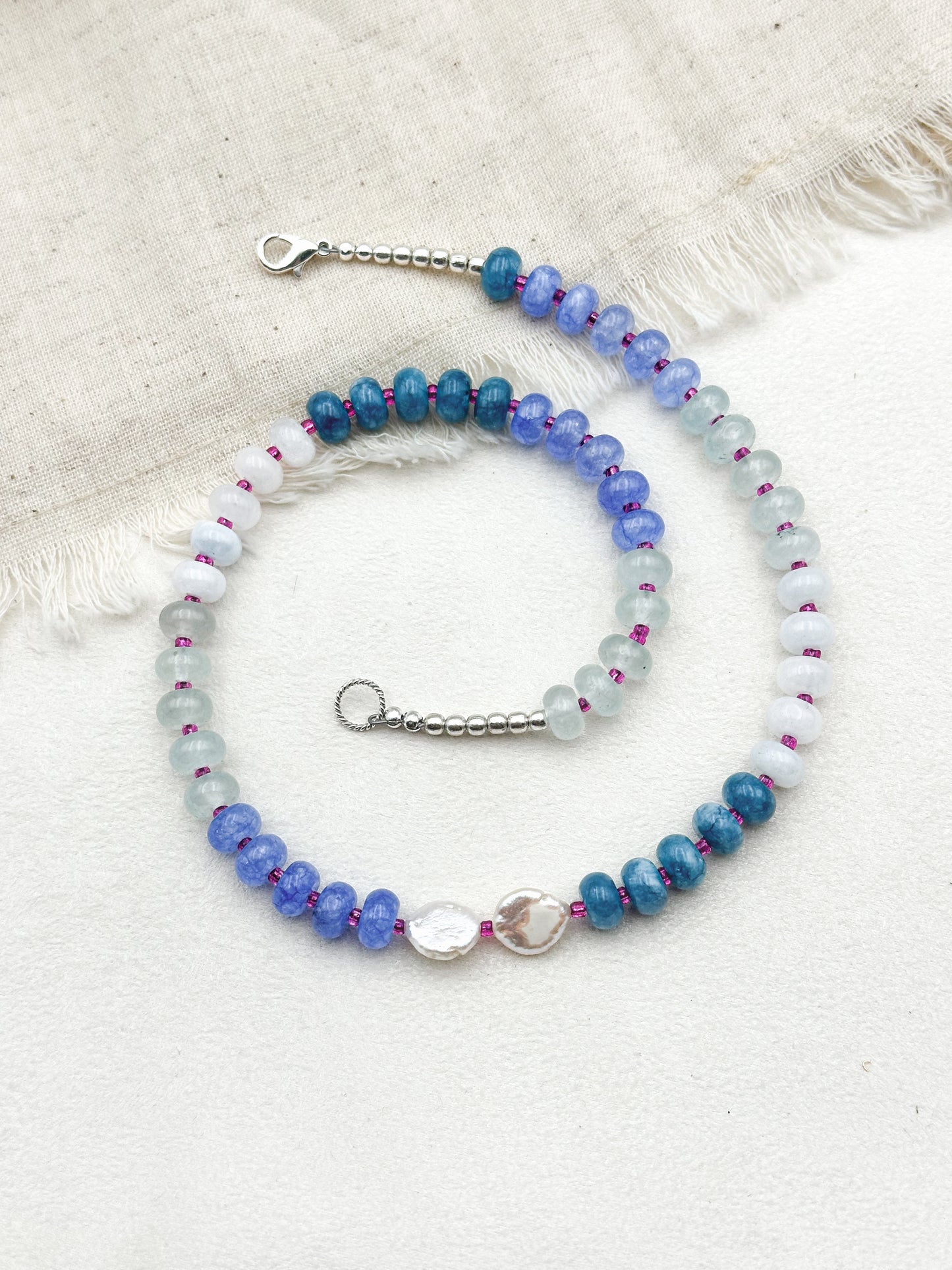 Blue gemstone necklace - handmade summer jewelry