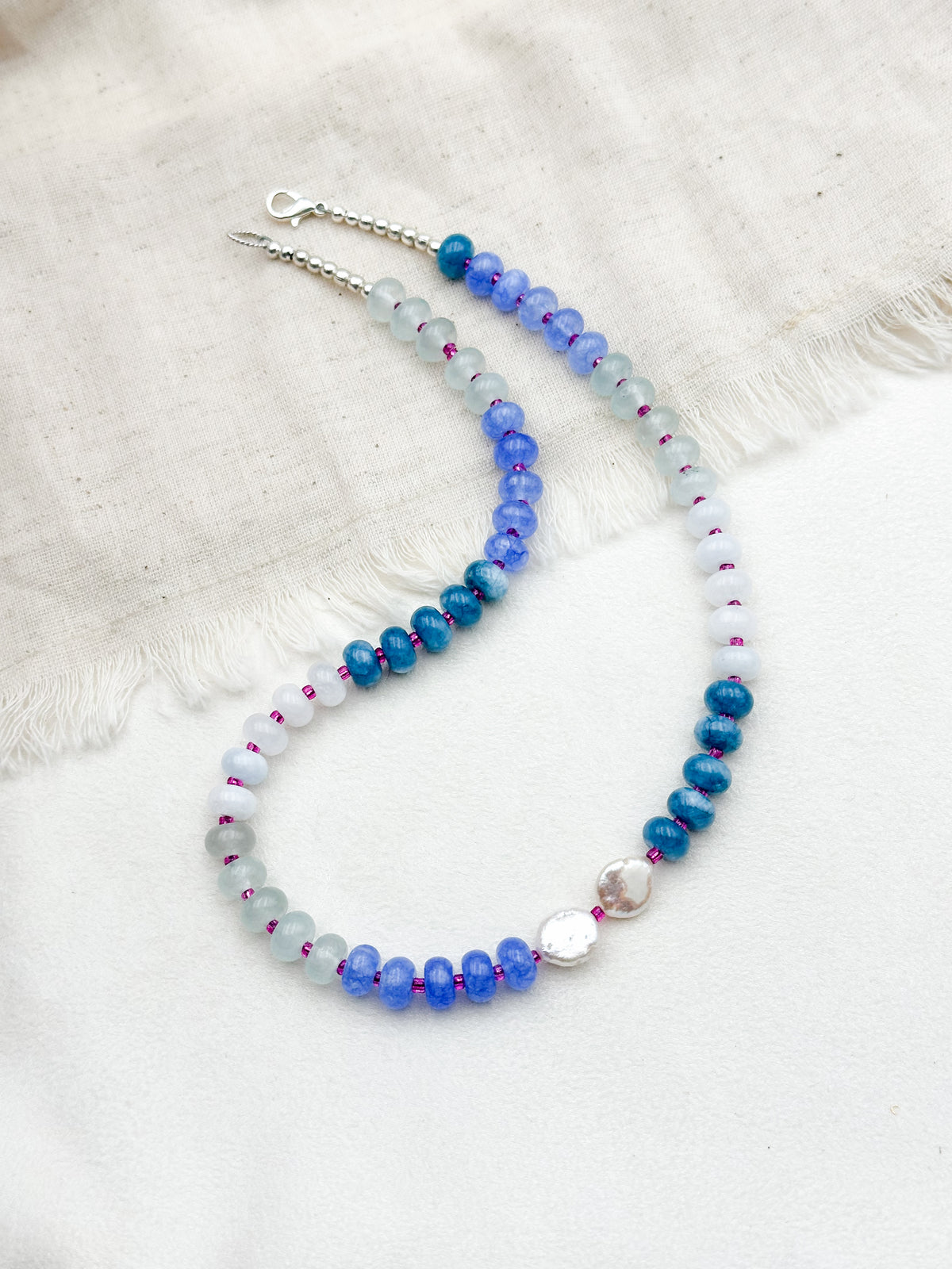 Blue gemstone necklace - handmade summer jewelry