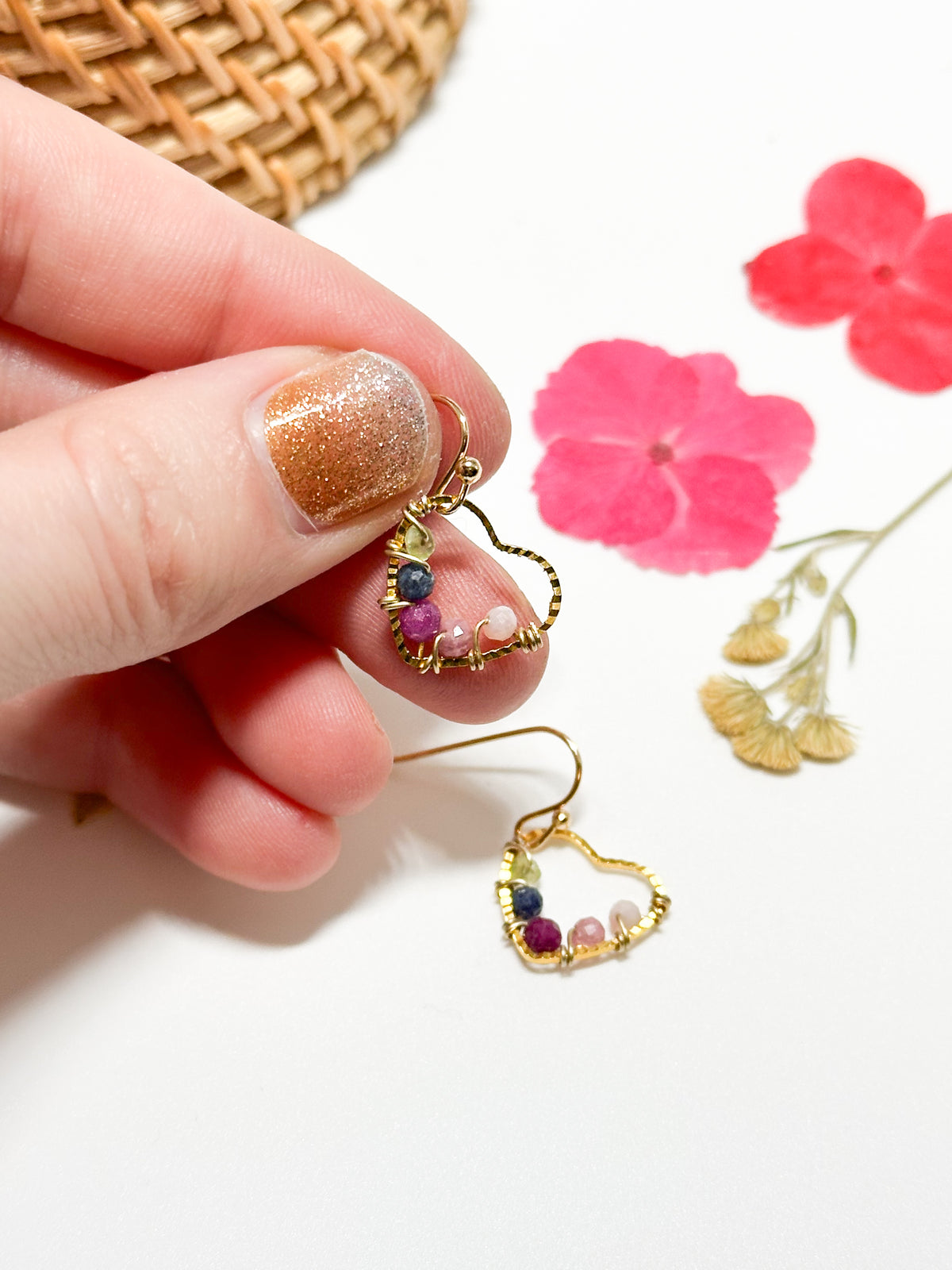 Mother's Day Gift -  custom birthstone earrings - heart