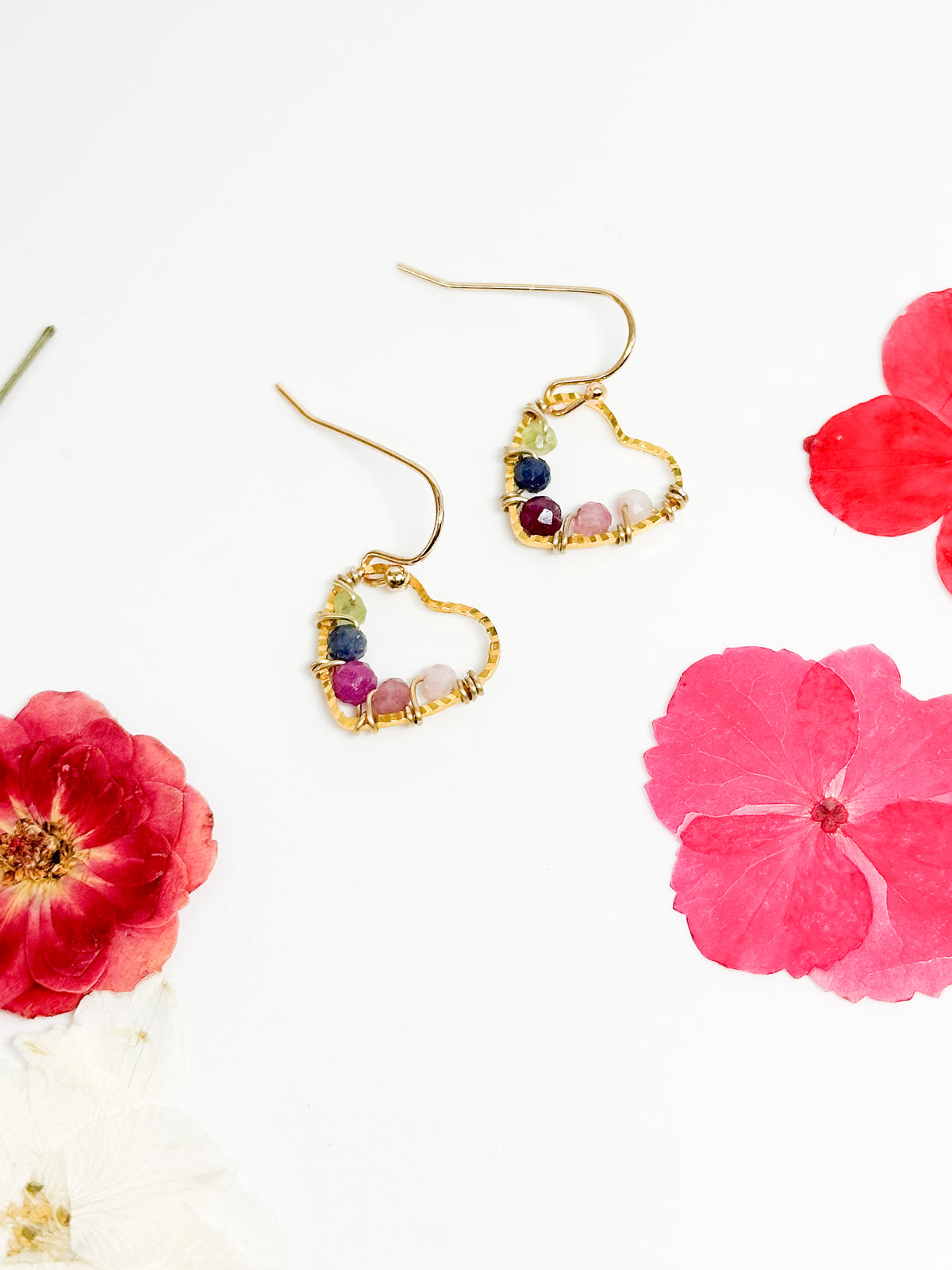 Mother's Day Gift -  custom birthstone earrings - heart
