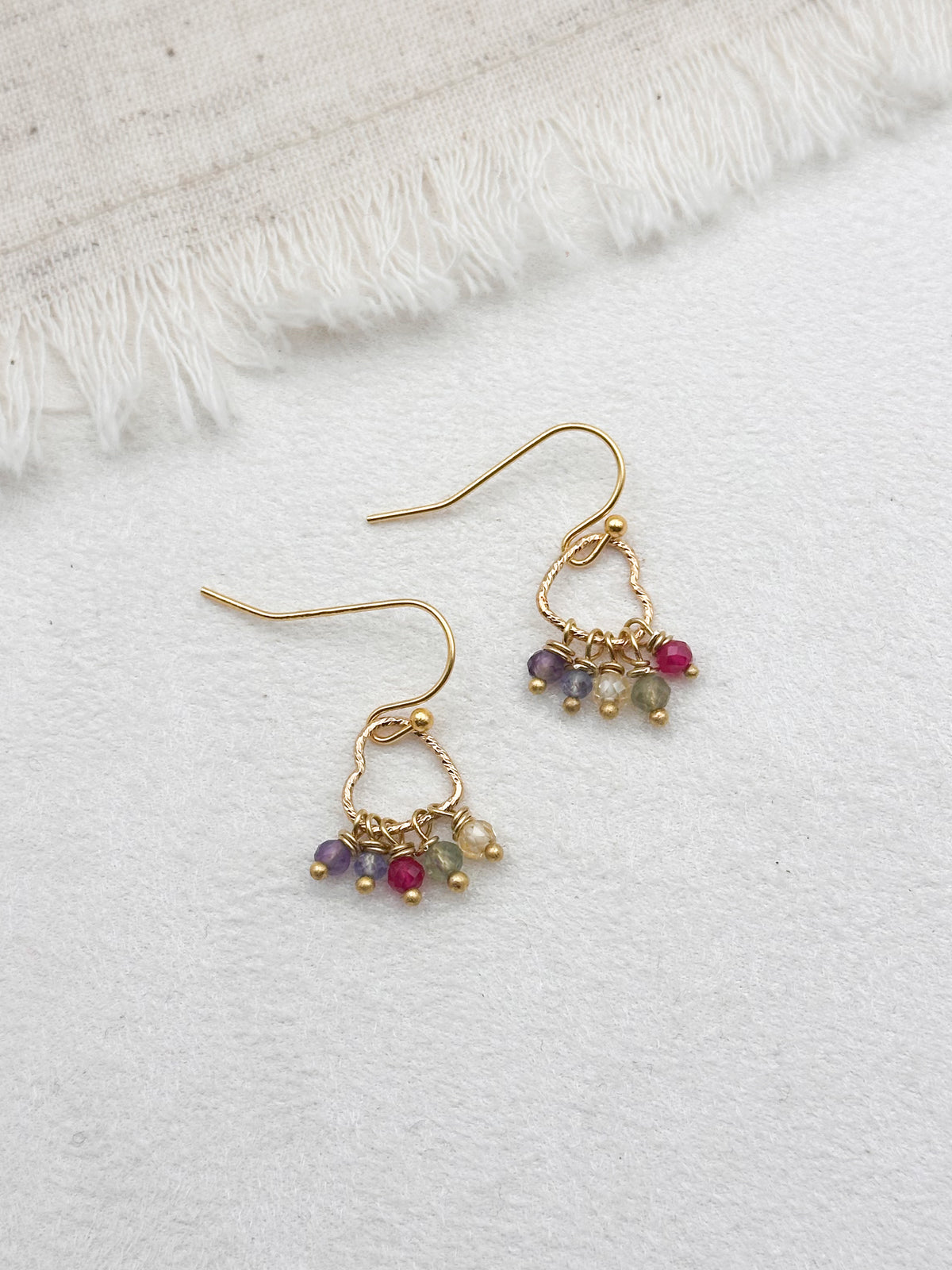 Family birthstone heart earrings