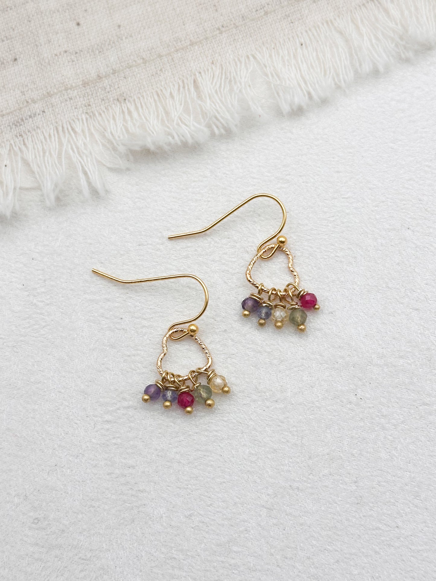 Family birthstone heart earrings