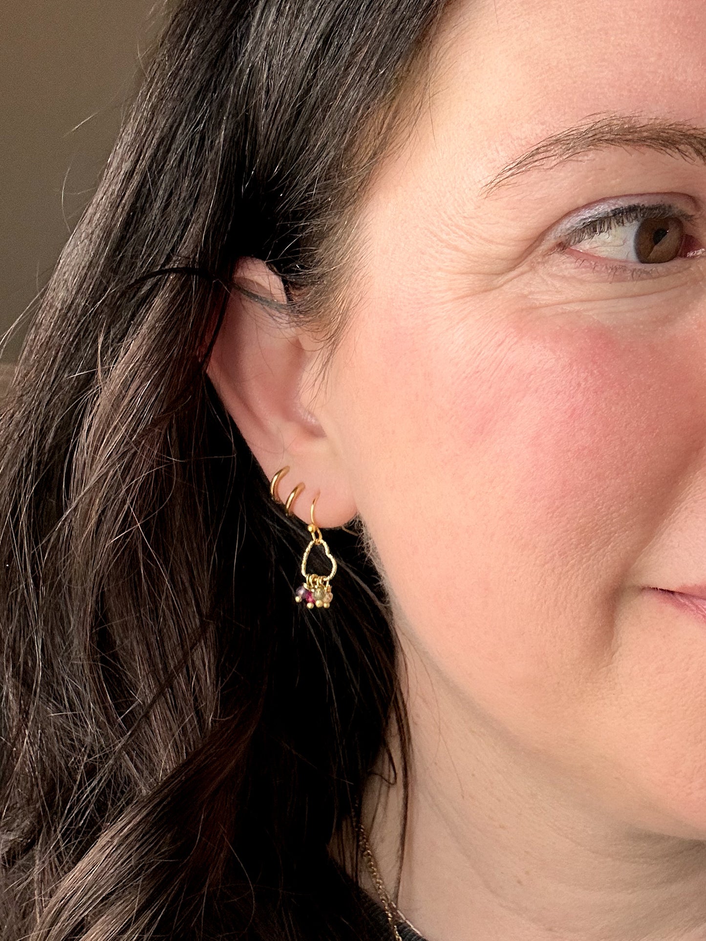 Family birthstone heart earrings