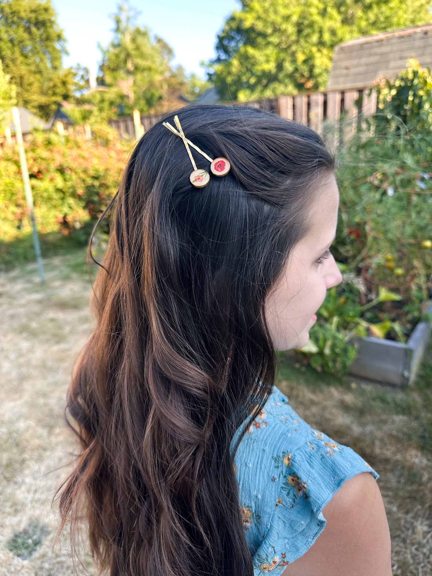 Birth flower hair pin - set of 2