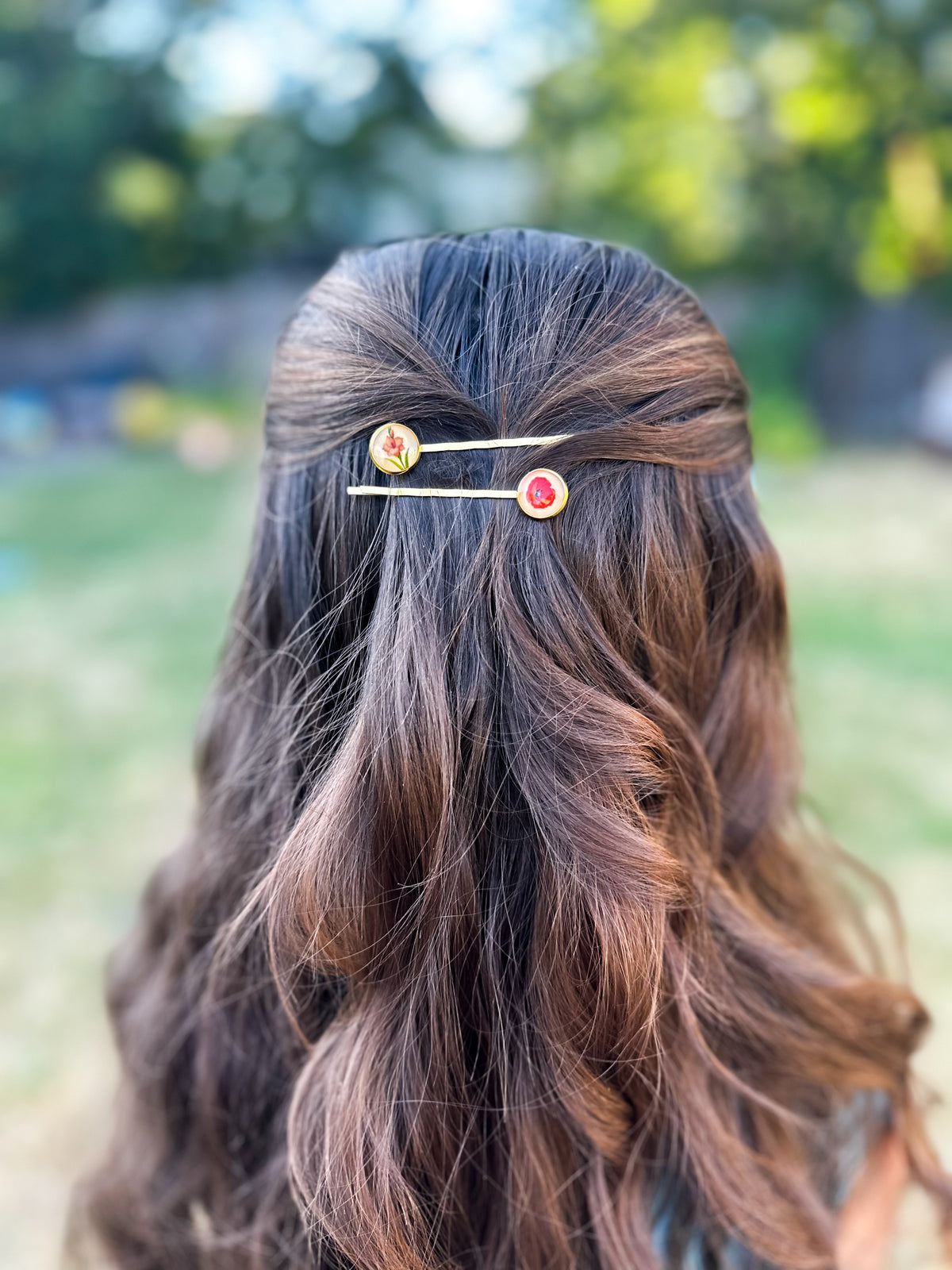 Birth flower hair pin - set of 2