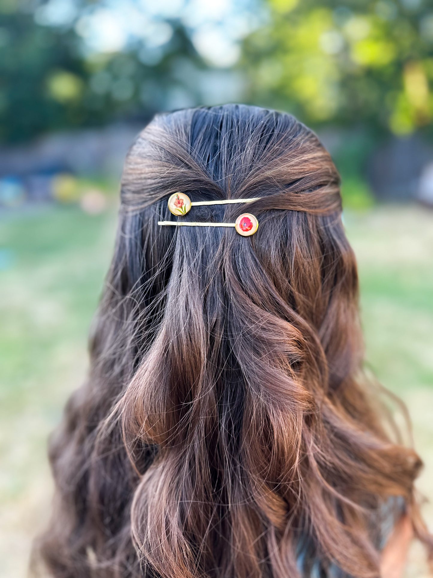 Birth flower hair pin - set of 2