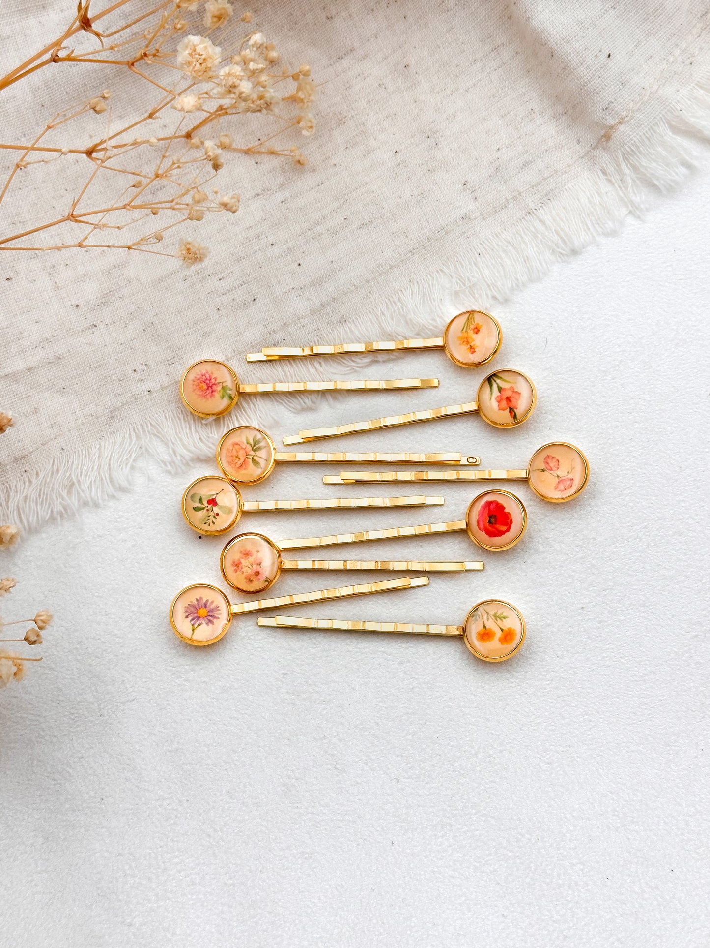 Birth flower hair pin - set of 2