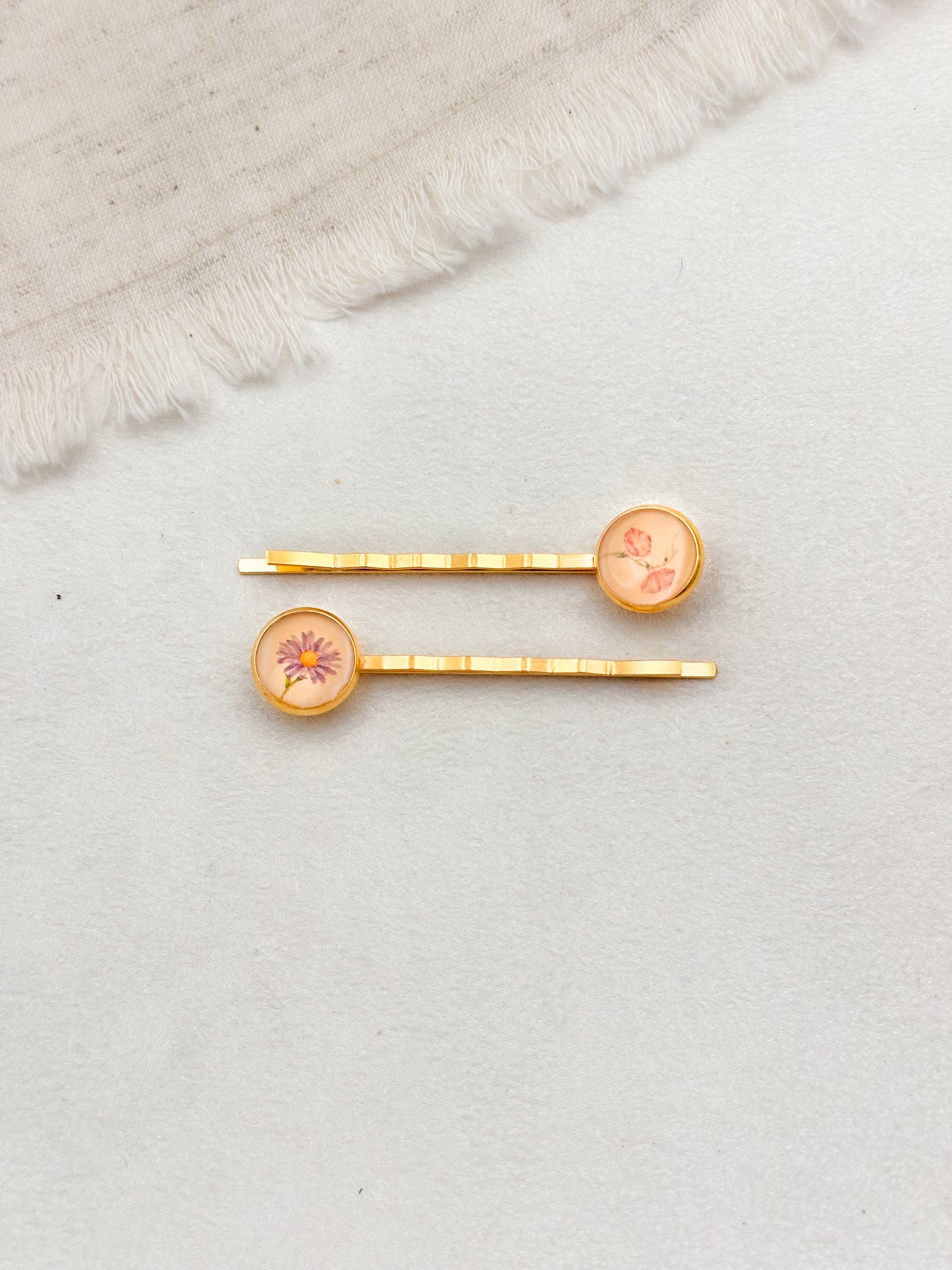 Birth flower hair pin - set of 2