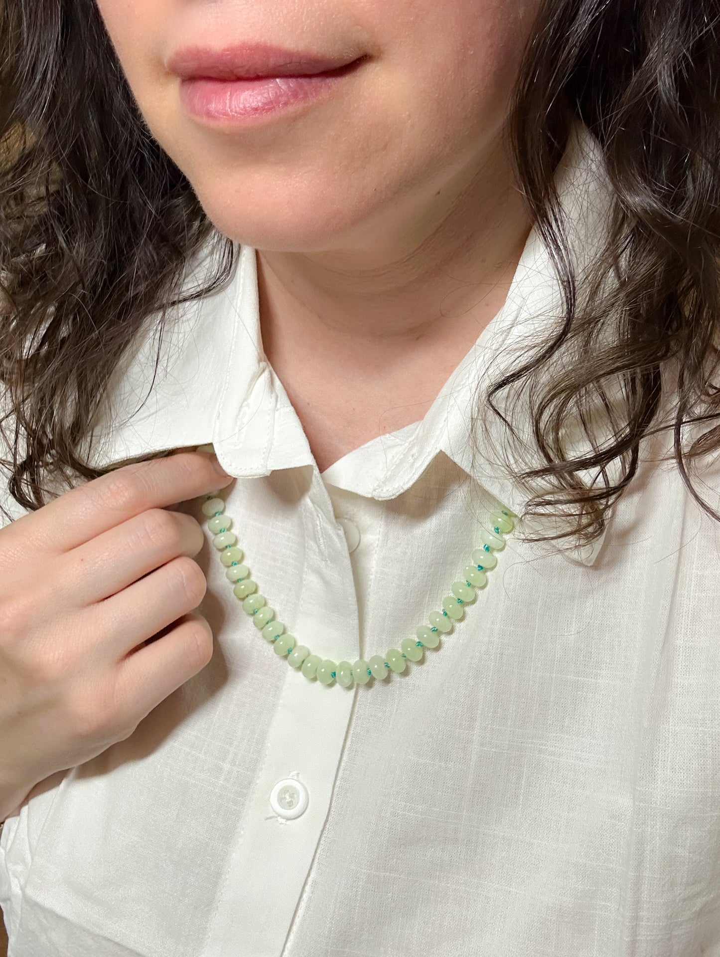 Sea foam green gemstone necklace