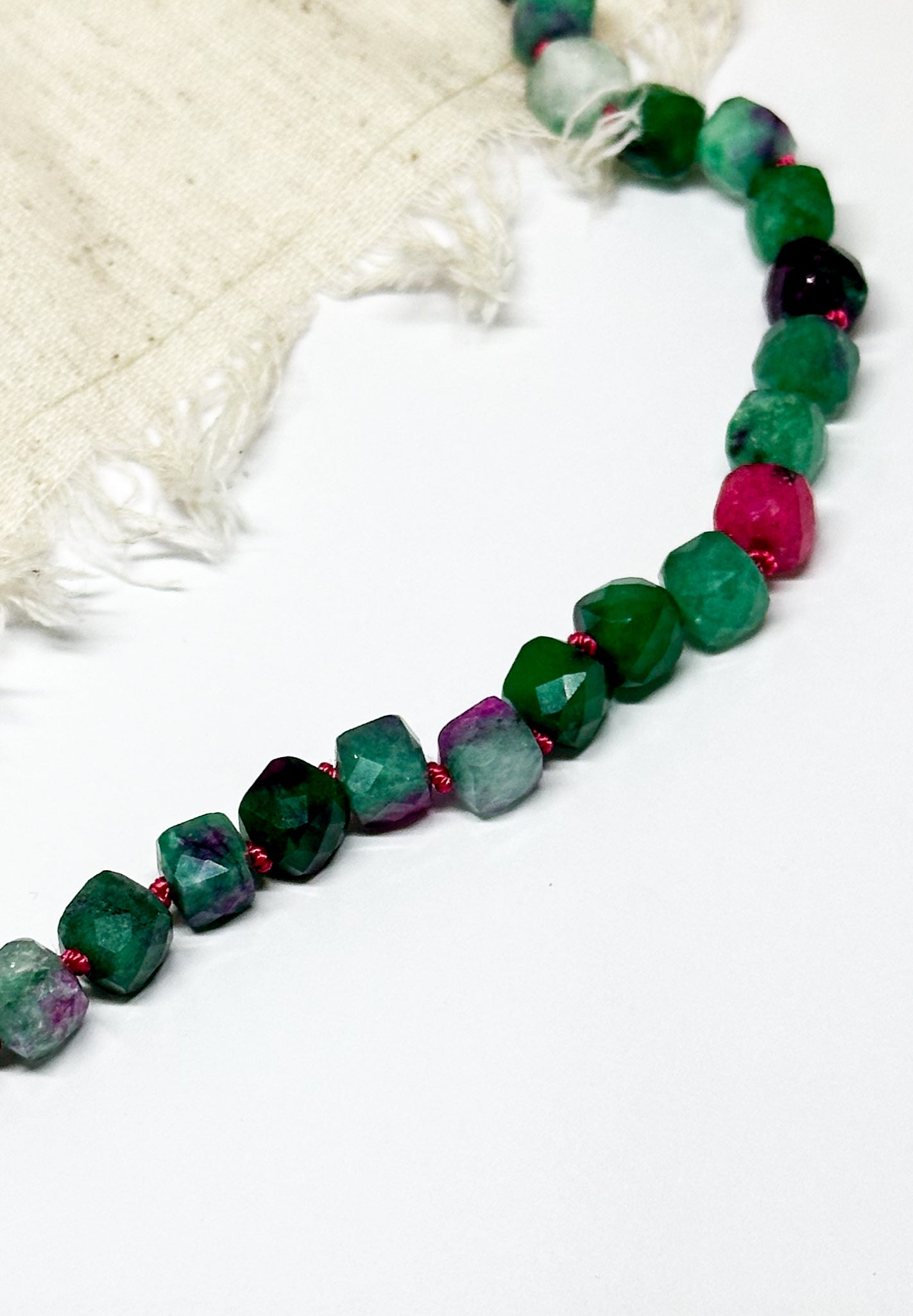 Pink & green gemstone necklace
