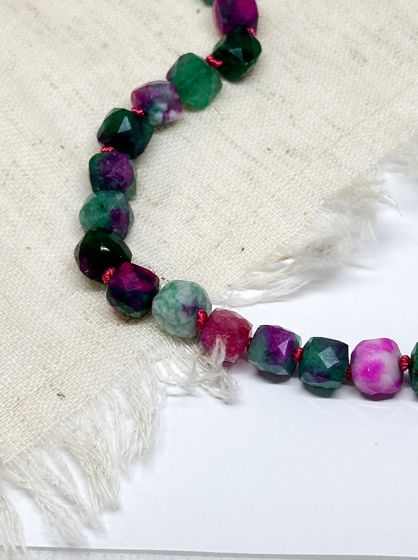 Pink & green gemstone necklace