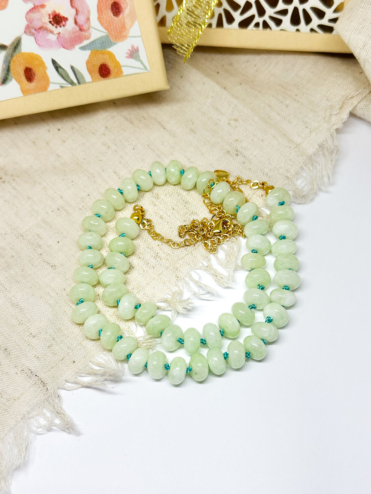 Sea foam green gemstone necklace