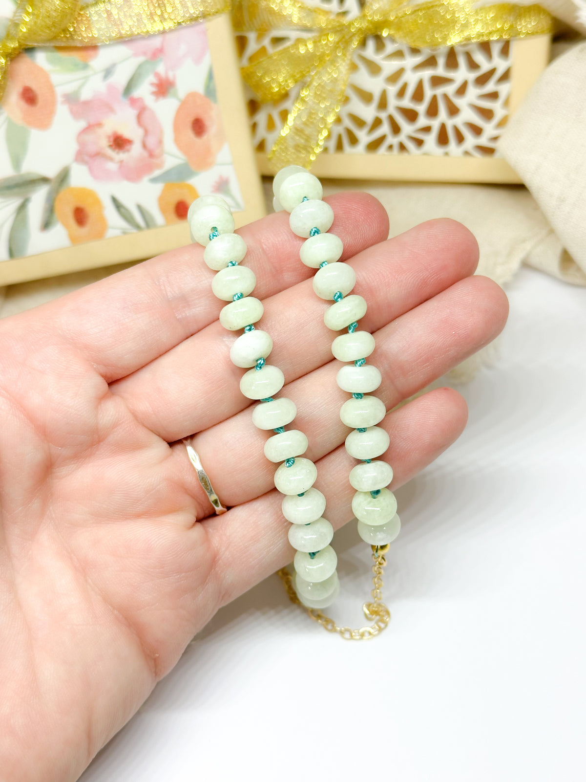 Sea foam green gemstone necklace