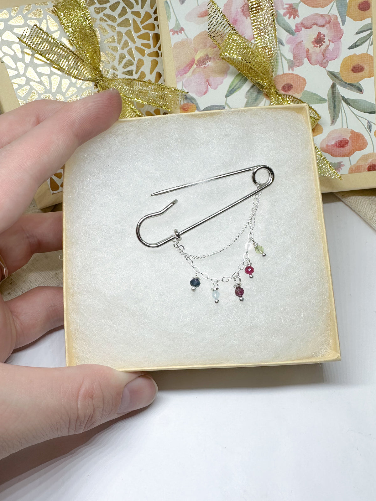 Family birthstone brooch